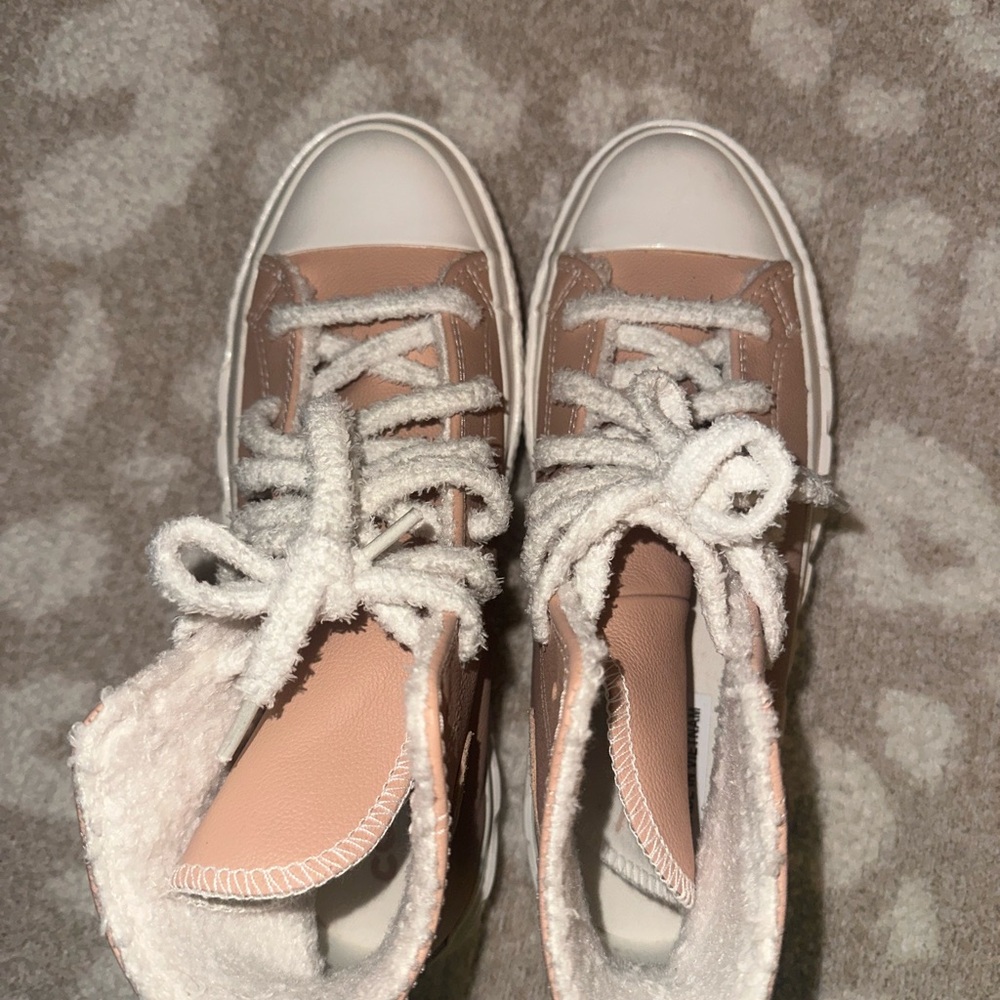 Converse Women's Blush Platform, Sherpa Lined Sneakers